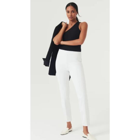 NEW Spanx S Petite SlimStraight Pant White Stretch Coastal Preppy Minimalist - Picture 1 of 4
